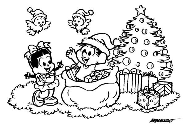 Desenho Feliz Natal Turma da Mônica - Desenho para Colorir
