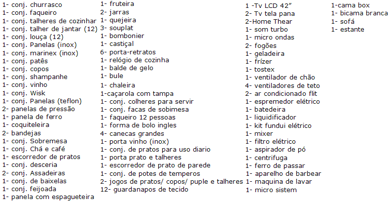 Lista de Casamento completa 