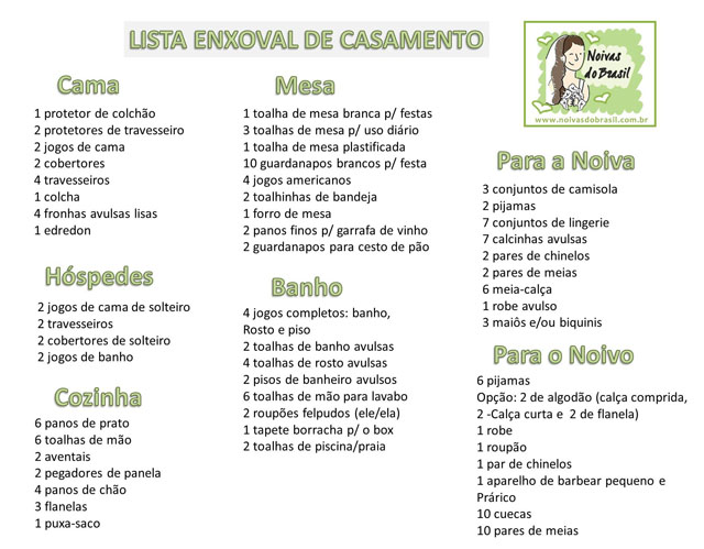 Lista de Casamento - Enxoval 