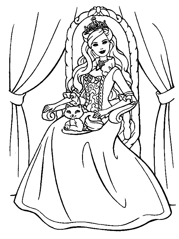 Barbie para desenhar rainha com gato
