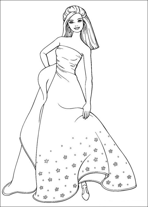 Barbie para desenhar vestido florido