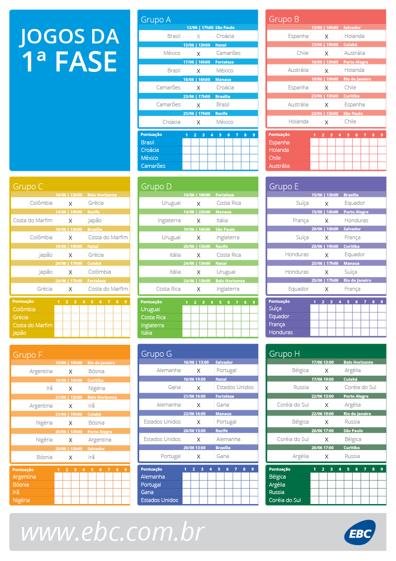Calendário da Copa 2014