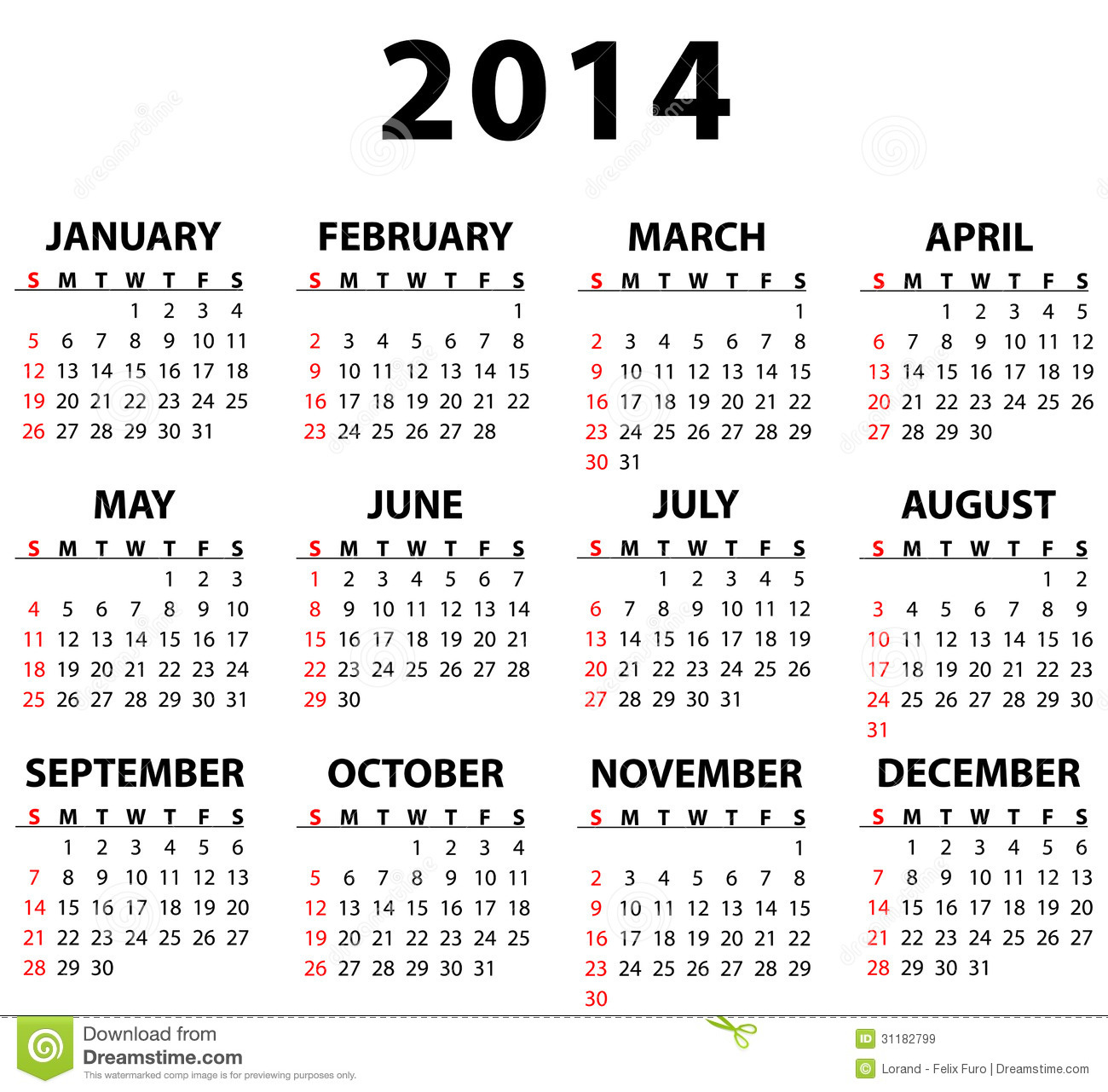 Calendário 2014 do Brasil Feriados 