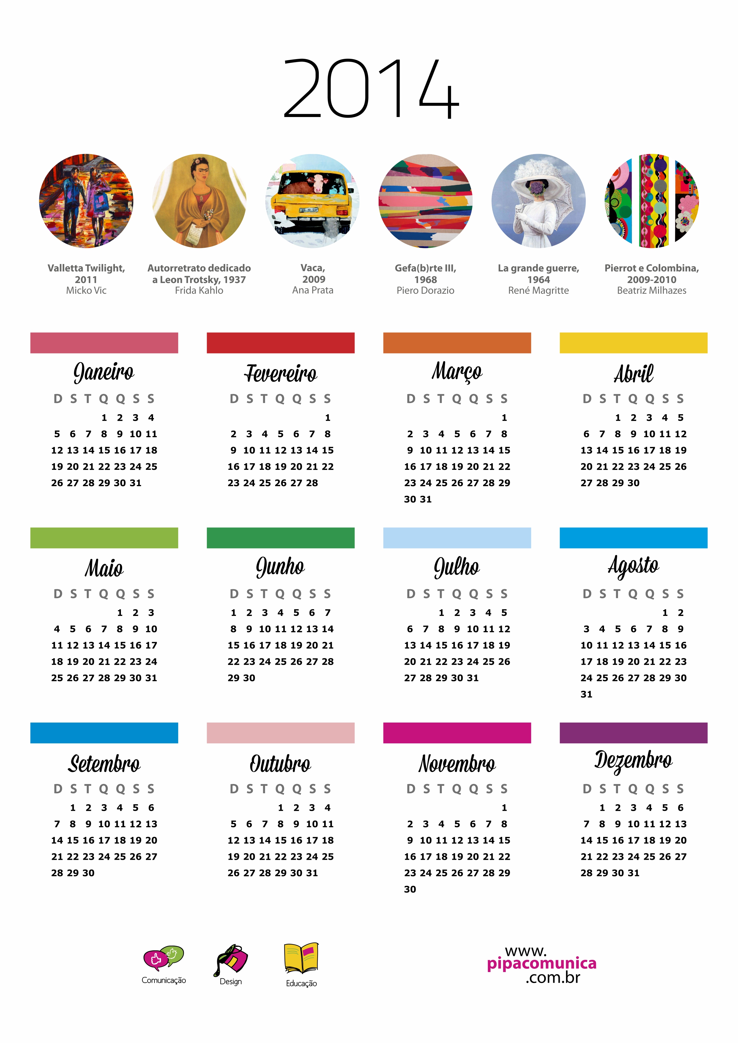 Calendário 2014 do Brasil Mini