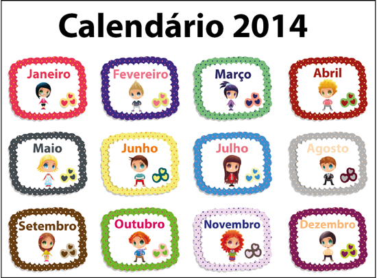 Calendário 2014 para imprimir Crianças