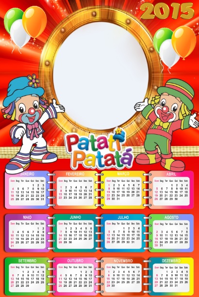 Calendário 2015 do Brasil Patati e Patata montagem