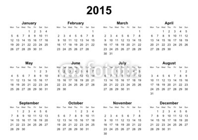 Calendário 2015 do Brasil Simples