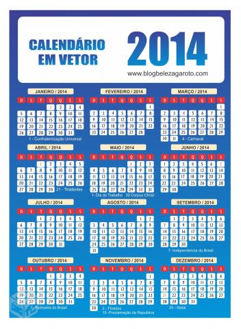 Calendário da Copa 2014 Azul