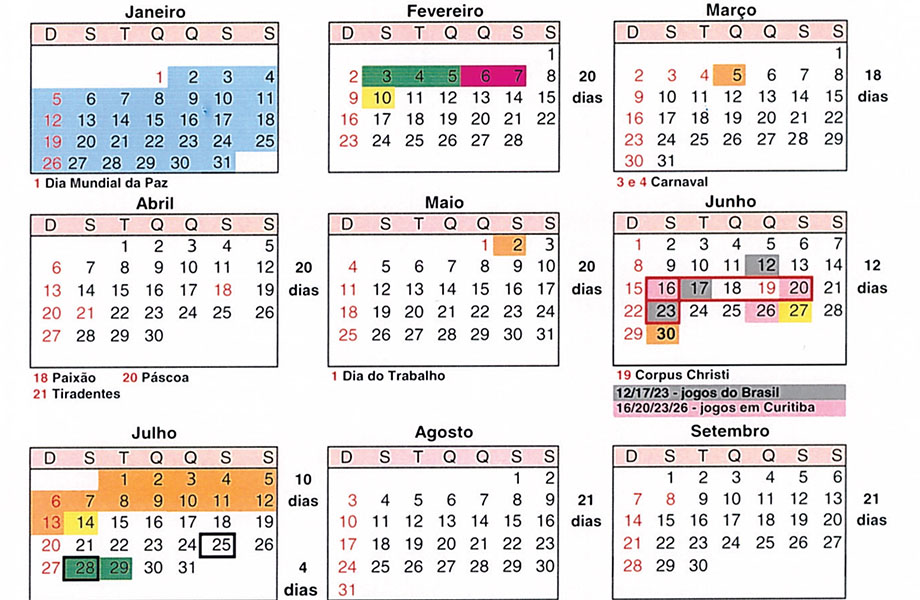 Calendário da Copa 2014 Ano Completo