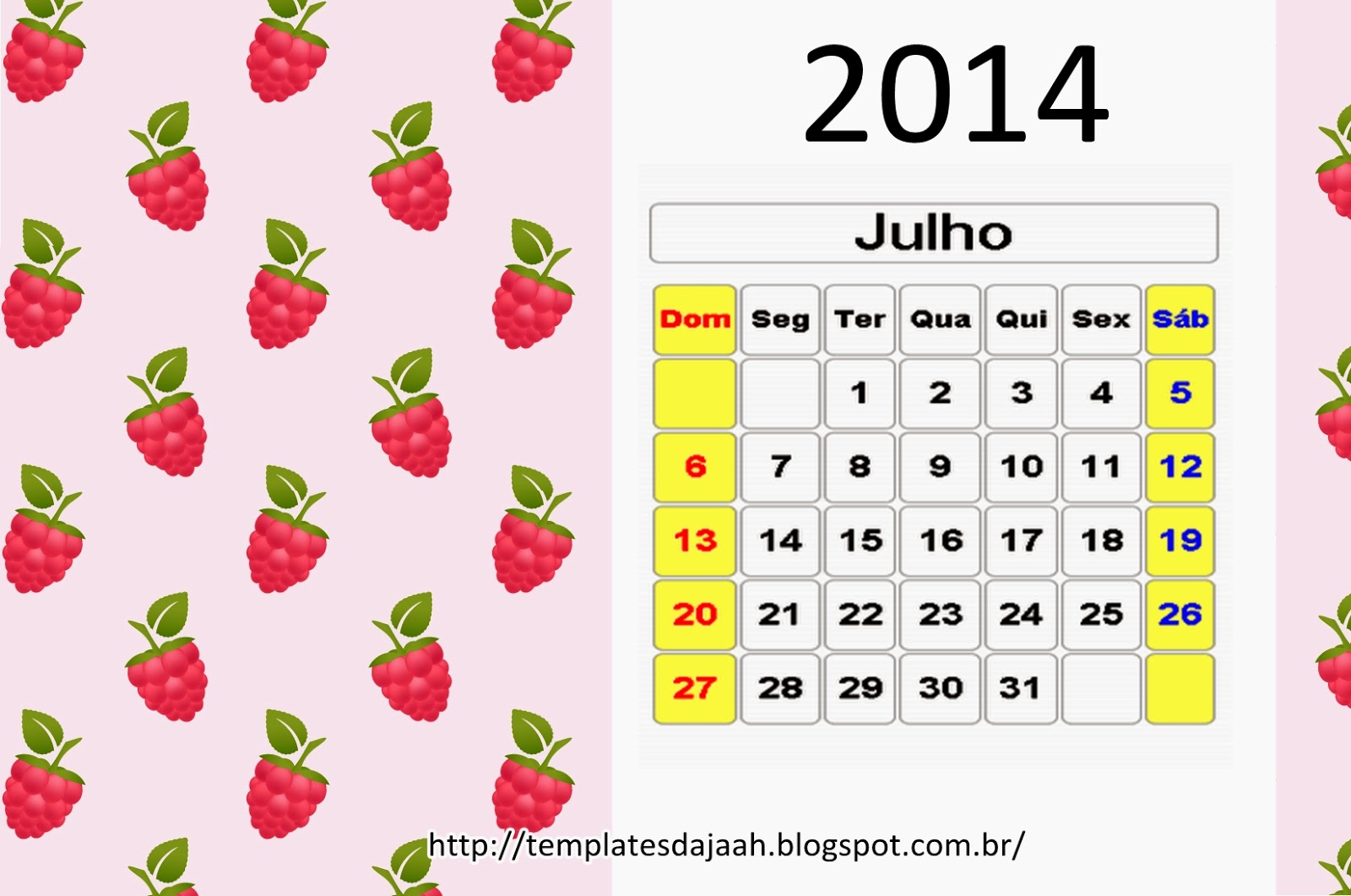 Calendário de Julho 2014 frutas