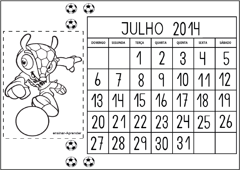 Calendário de Julho 2014 Fuleco