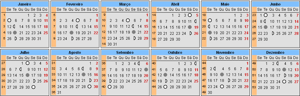 Calendário Lunar 2014 completo