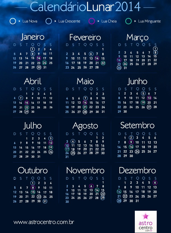 Calendário Lunar 2014 Noite