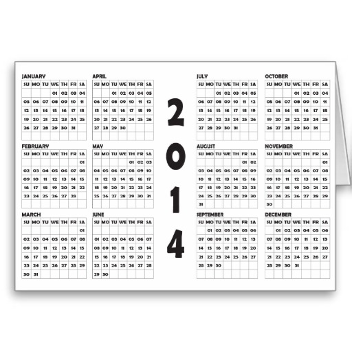Calendário 2014 do Brasil simples