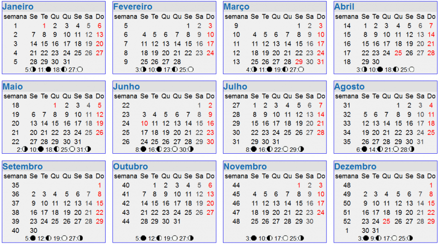 Calendário 2013 azul e cinza com detalhes vermelhos 