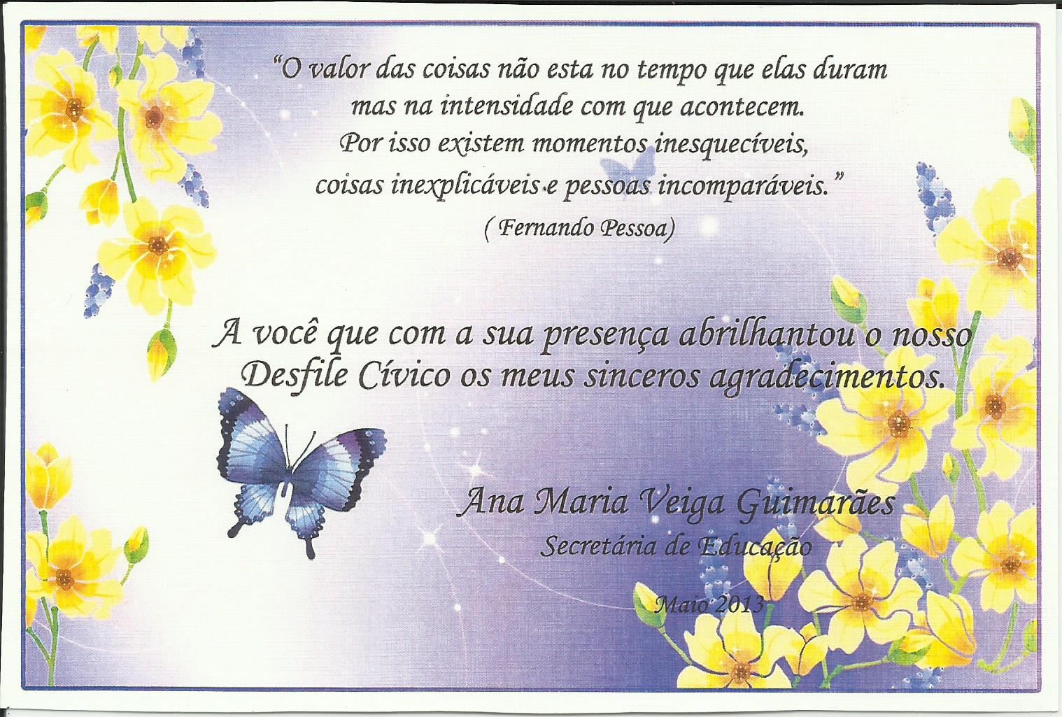 Cartão de Agradecimento flores e borboleta