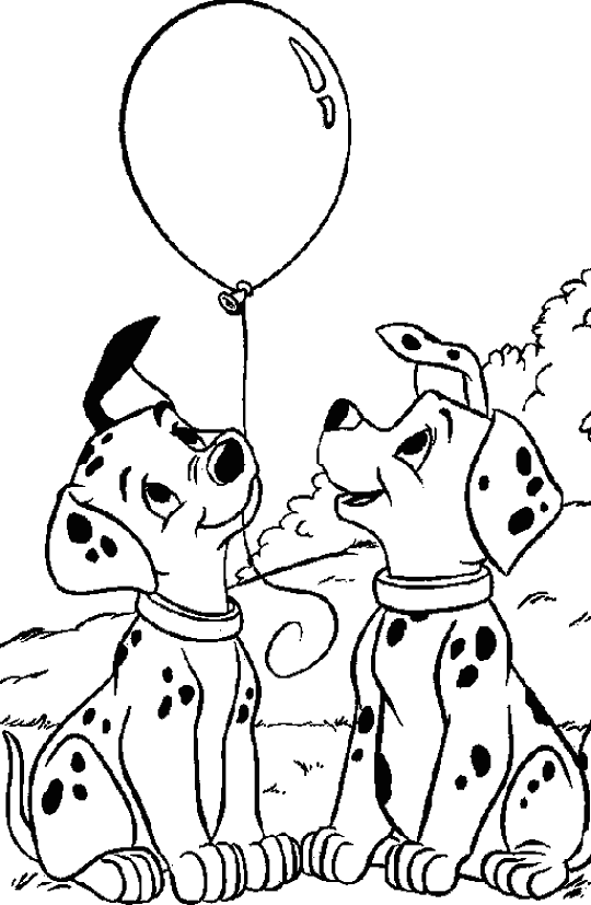 Como Imprimir desenhos Dalmatas com balão