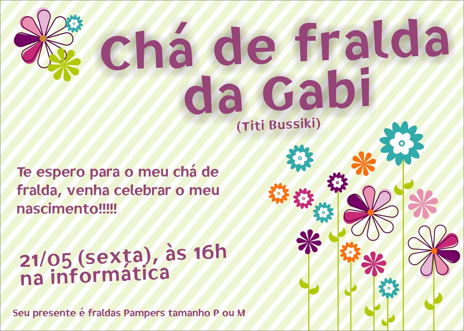 Convite Chá Fralda com flores coloridas