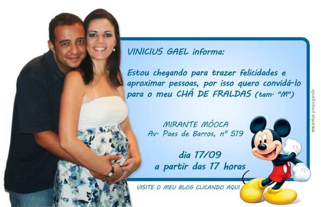 Convite Chá Fralda bebê Mickey para Menino
