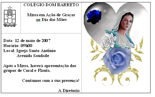Convite para o Dia das Mães Maria Azul
