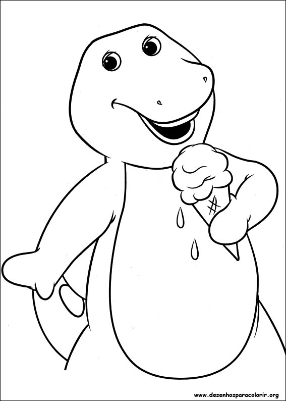 Desenho do Barney chupando sorvete