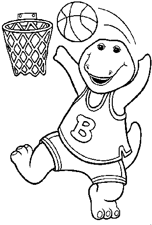 Desenho do Barney  jogando basquete