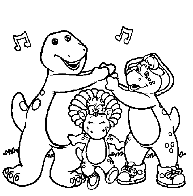Desenho do Barney  e seus amigos cantando