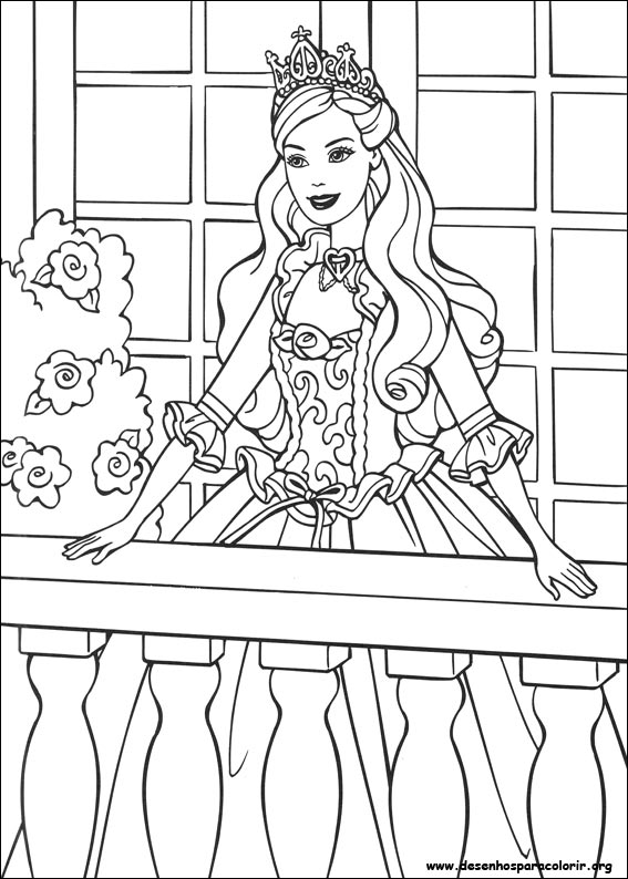 Desenhos para colorir da Barbie Princesa com coroa