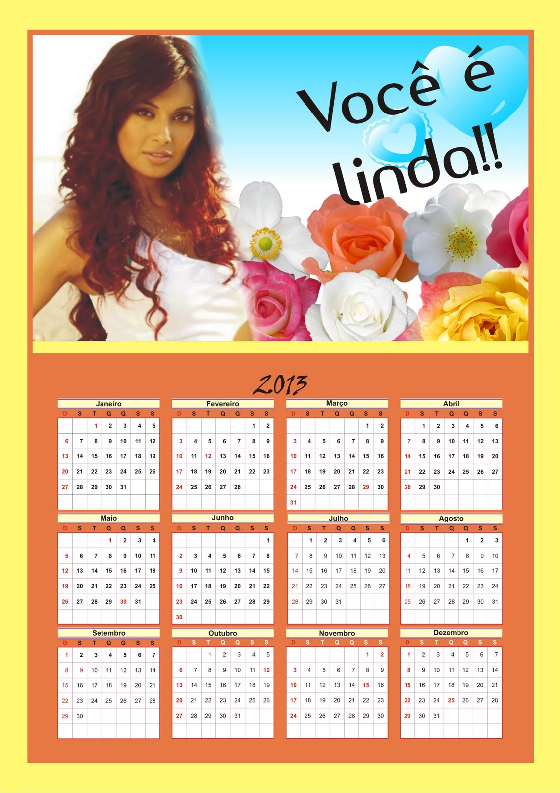 Downloads calendário 2013 com feriados você é linda