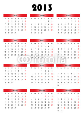 Downloads calendário 2013 Corel Draw vermelho 