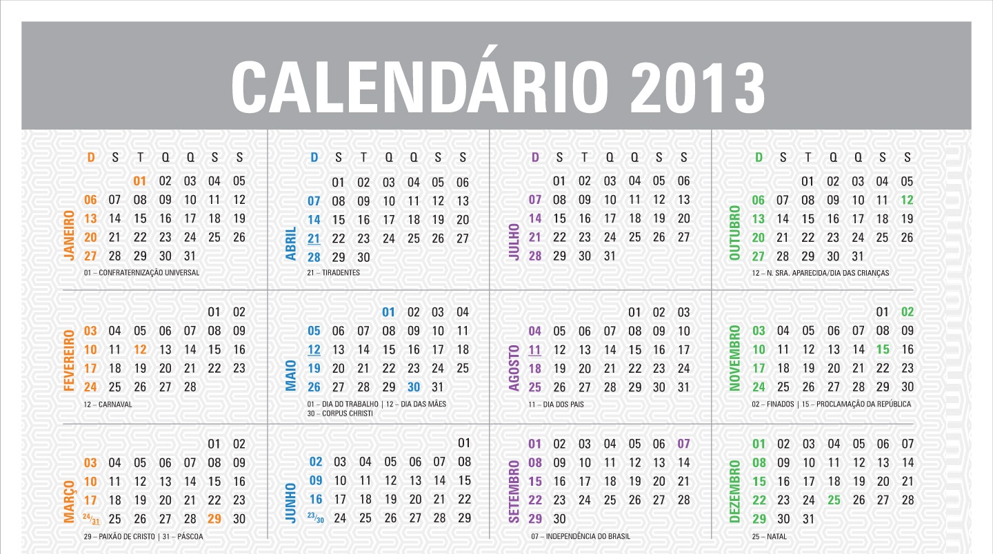 Download calendario 2013 gratis Cinza