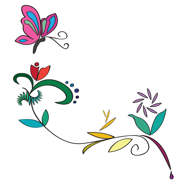 Flores e Borboletas desenho