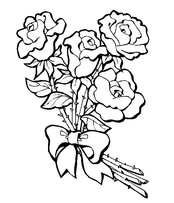 Imagens de flores para colorir e fotos de flores para colorir  rosa com laço