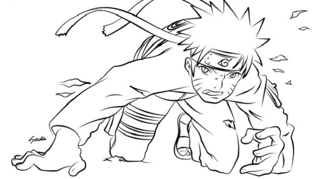 Desenho de Naruto puxando para fora a língua para Colorir