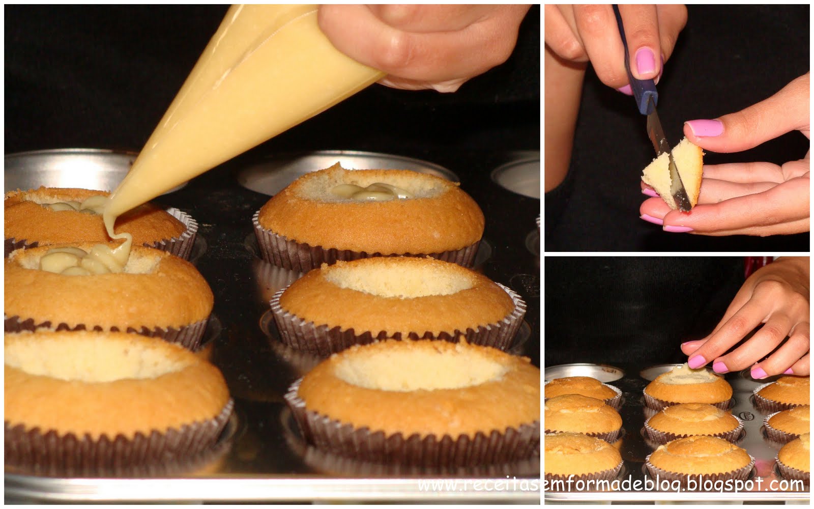 Receita de cupcake recheado, como rechear e tampar 