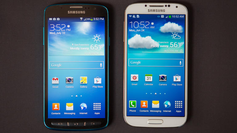 Samsung Galaxy S4 Active comparação branco e azul 
