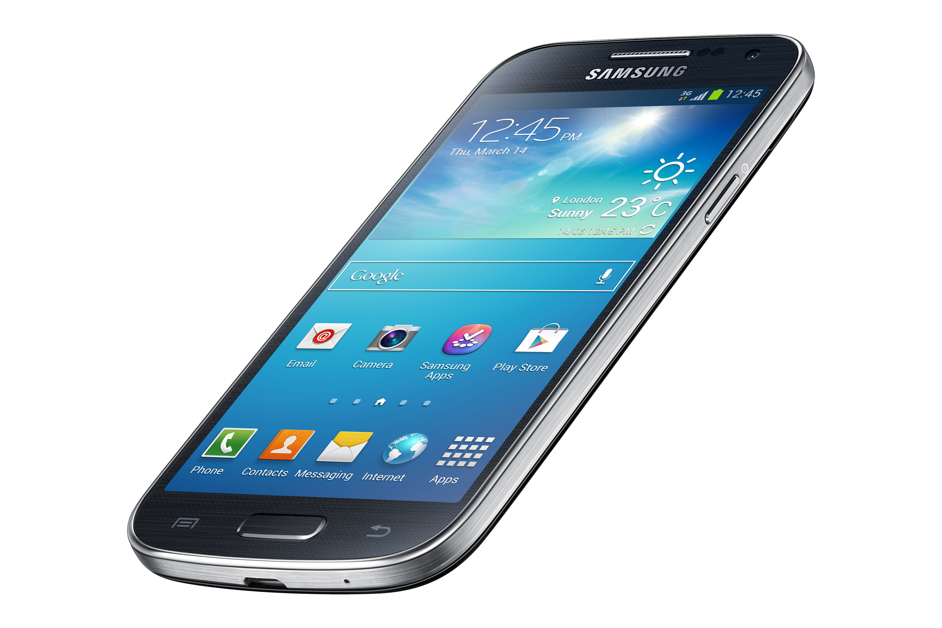 Samsung Galaxy S4 Mini preto com detalhes cinza 