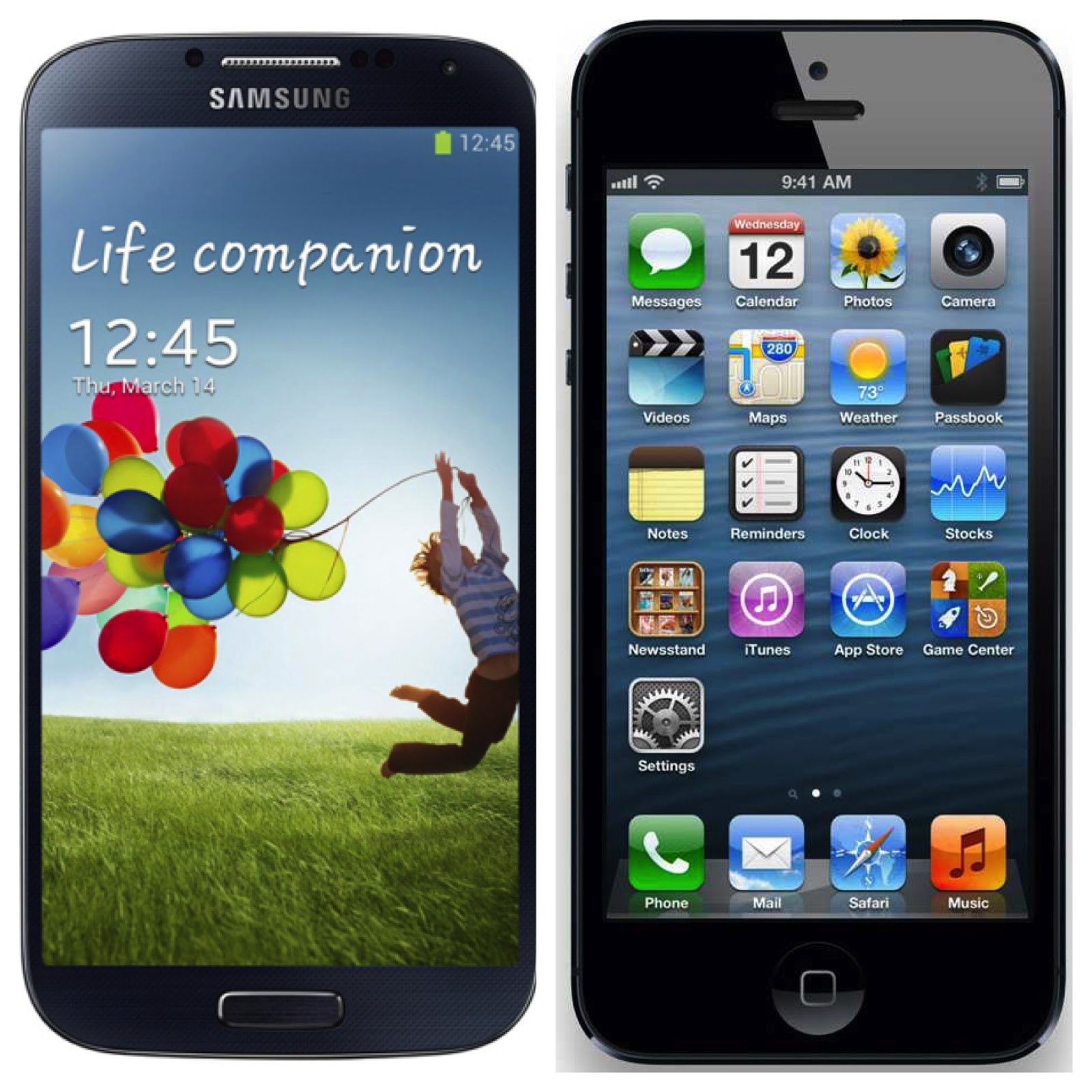 Samsung Galaxy S4 VS iPhone 5 - Preto comparação 