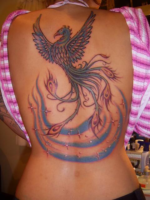 Tatuagem de fenix Azul