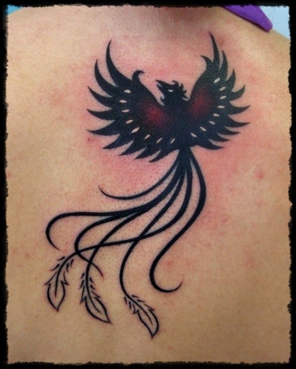 Tatuagem de fenix preto